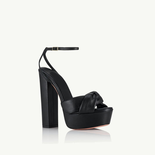 Sephyr Black Alicent Peep Toe Platform Heels