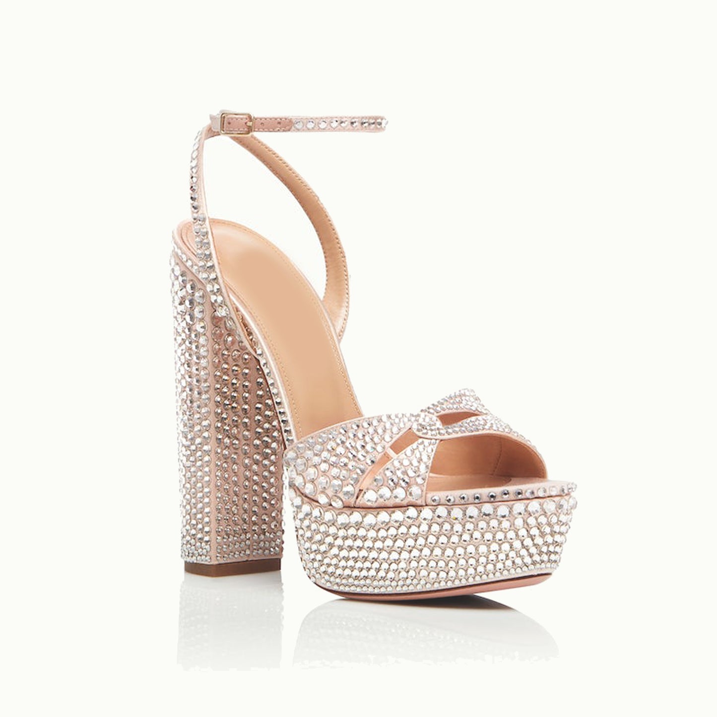 Sephyr Champagne Gold Rhaenyra Swarovski Embellished Platform Heels