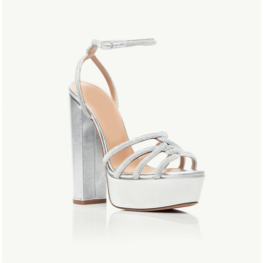 Sephyr Silver Helaena Swarovski Embellished Platform Heels