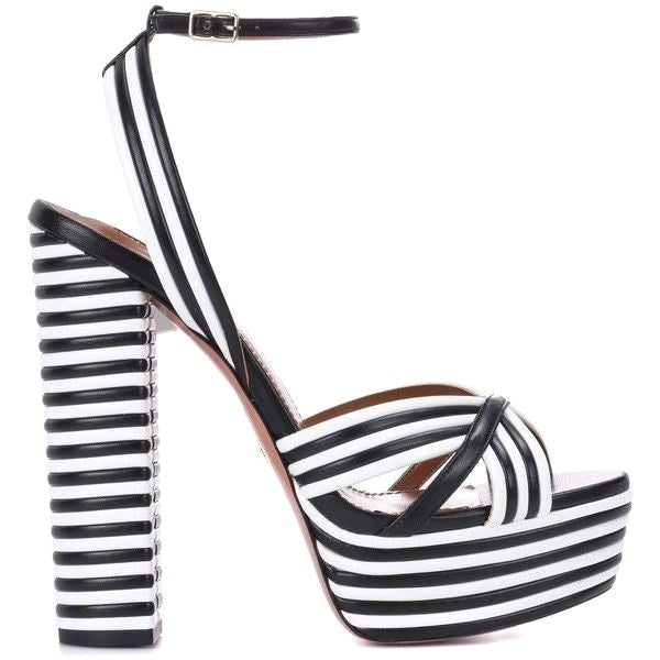 Sephyr Vintage Ariana Black and White Pleated Platform Heels