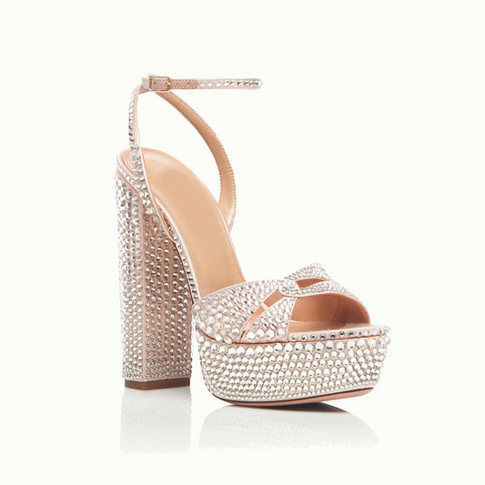 Sephyr Champagne Gold Rhaenyra Swarovski Embellished Platform Heels