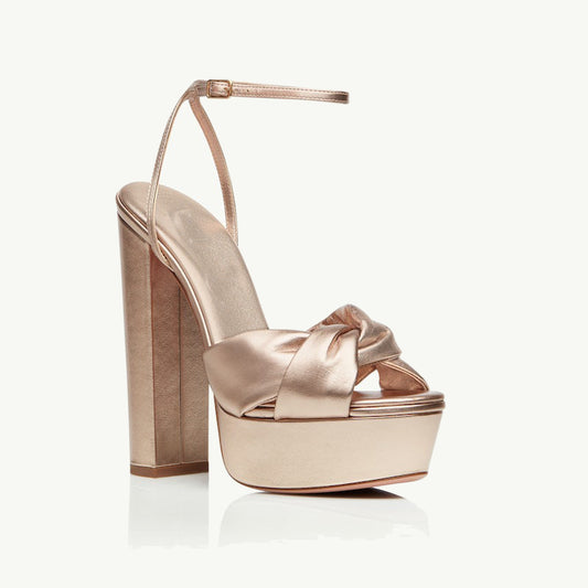 Sephyr Rose Gold Alicent Peep Toe Platform Heels
