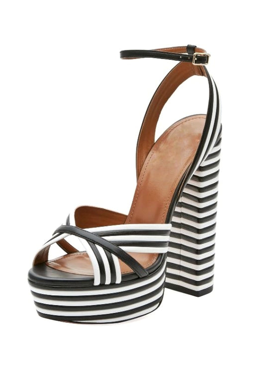 Sephyr Vintage Ariana Black and White Pleated Platform Heels